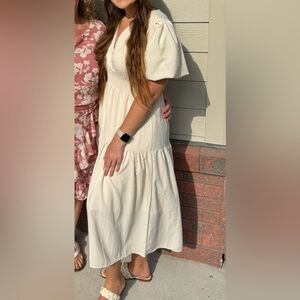 Elegant Cream Midi Dress